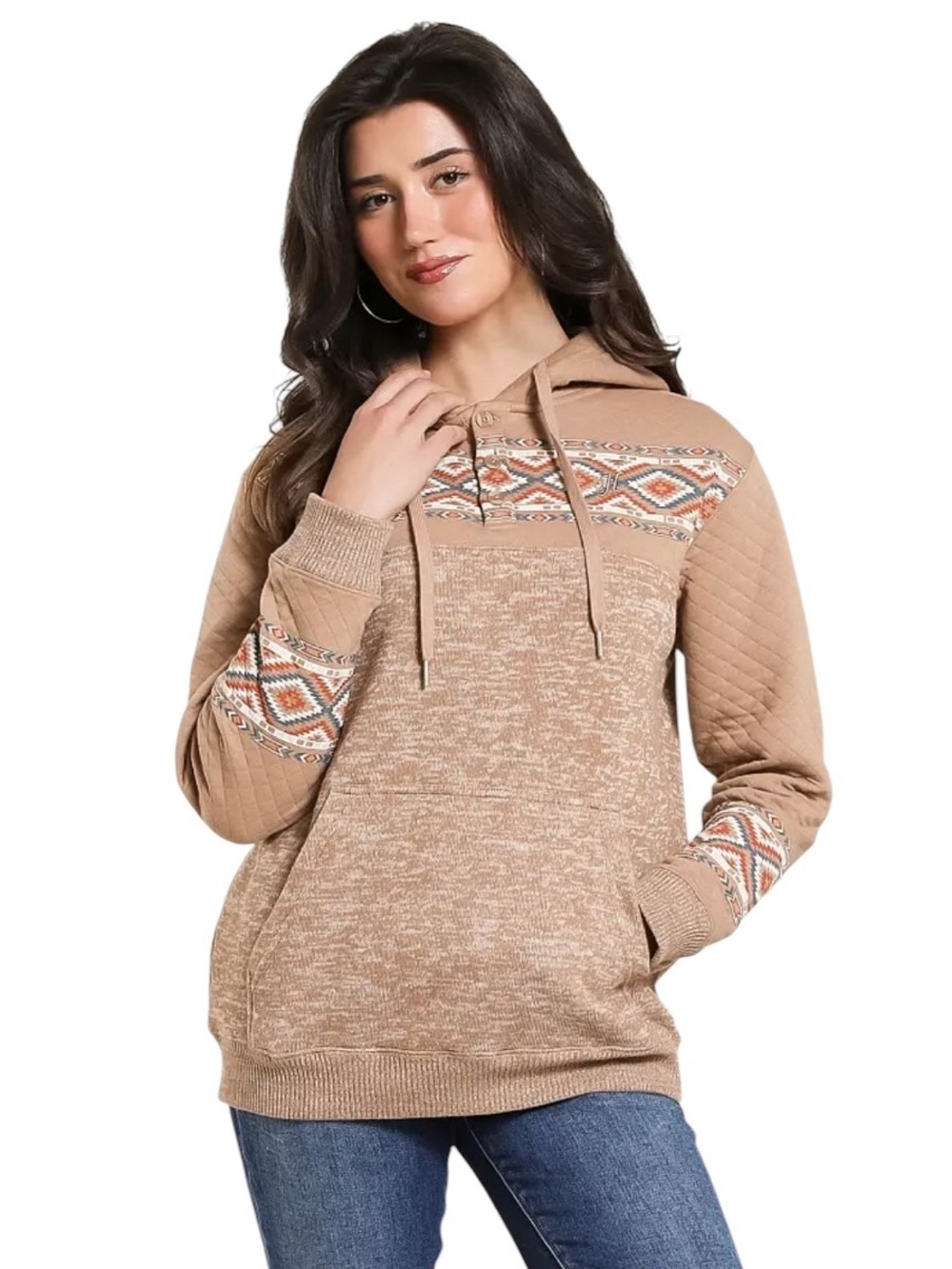Hooey Medium Jimmy Hooded Henley Pullover Sweatshirt Western Southwestern